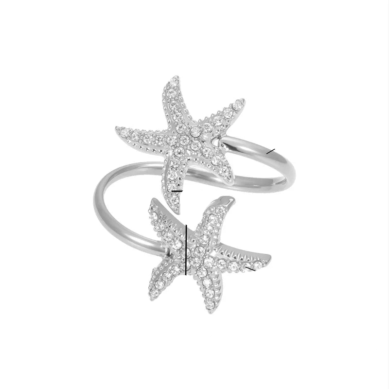 Δαχτυλίδι ατσάλι με αστερία και zircon - R376