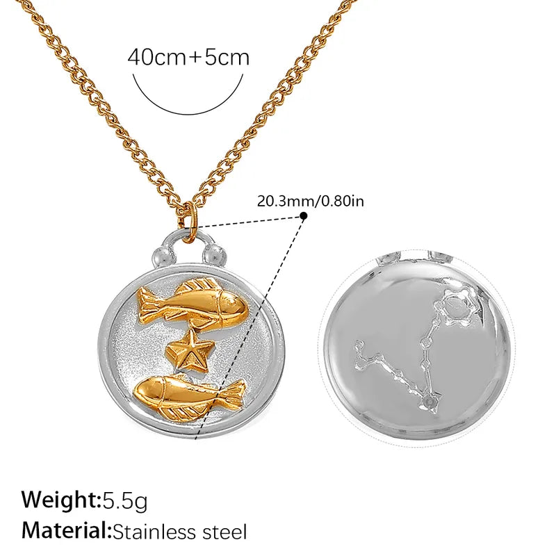 Κολιέ επιχρυσωμένο ατσάλι με τα ζώδια-NE507