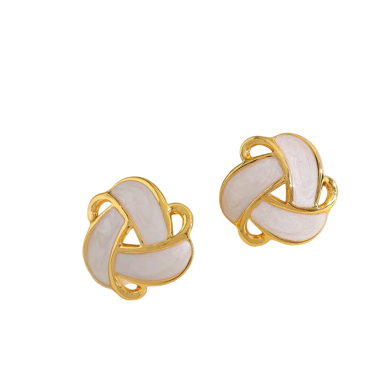 Steel earrings with white knot-ea351