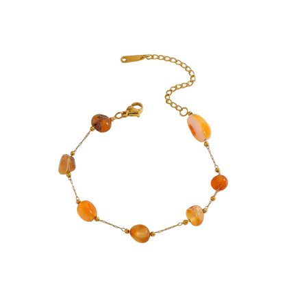 Βραχιόλι ατσάλινο με πορτοκαλί πέτρες - BR389