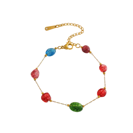 Βραχιόλι ατσάλινο με πολύχρωμες πέτρες - BR390