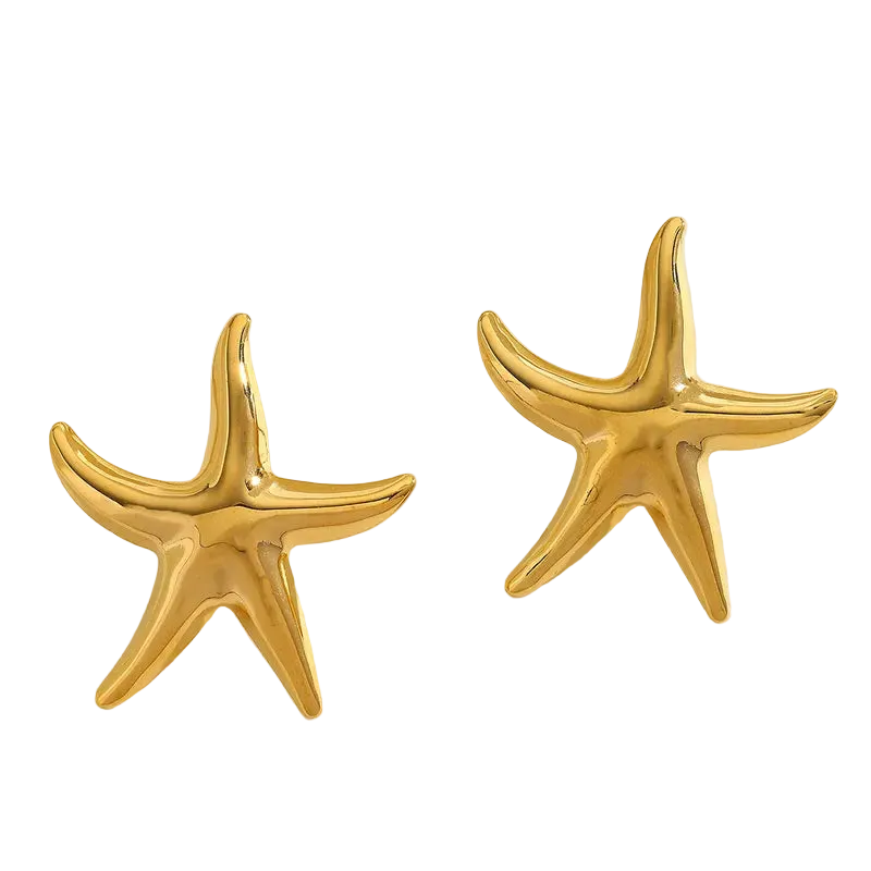 Σκουλαρίκια επιχρυσωμένο ατσάλι αστερίες - EA776