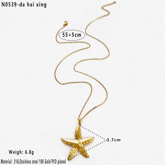 Κολιέ επιχρυσωμένο ατσάλι με αστερία - NE704