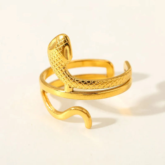 Δαχτυλίδι ατσάλινο χρυσό  φίδι - w571