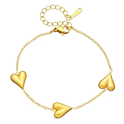 Βραχιόλι επιχρυσωμένο ατσάλι με καρδιές-BR117