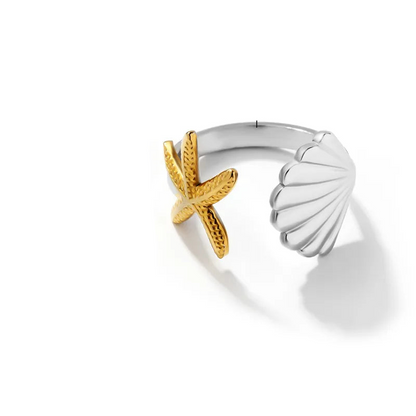 Δαχτυλίδι επιχρυσωμένο ατσάλι με αστερία - R043