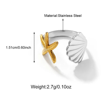 Δαχτυλίδι επιχρυσωμένο ατσάλι με αστερία - R043