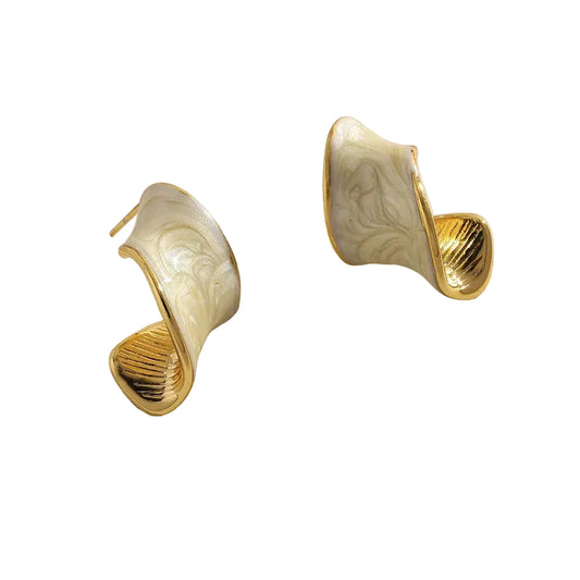 Σκουλαρίκια επιχρυσωμένο ατσάλι με λευκό - EA737