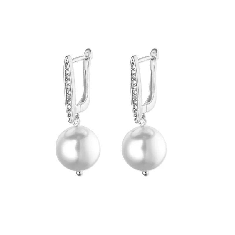 Steel and pearl-ea073 steel earrings