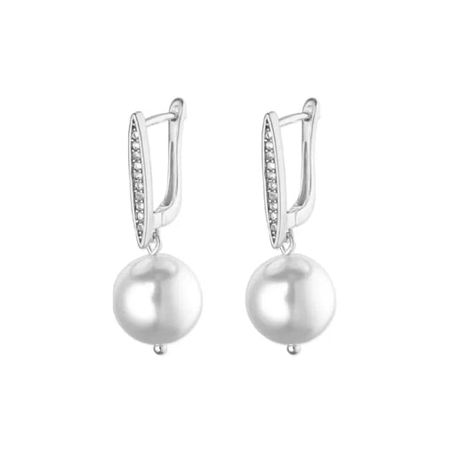 Steel and pearl-ea073 steel earrings