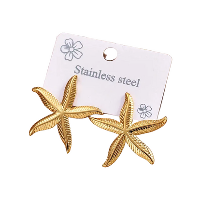 Σκουλαρίκια επιχρυσωμένο ατσάλι αστερίες - EA795