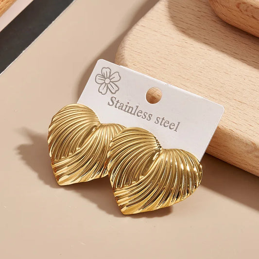 Σκουλαρίκια ατσάλινα χρυσές καρδιές - ea380