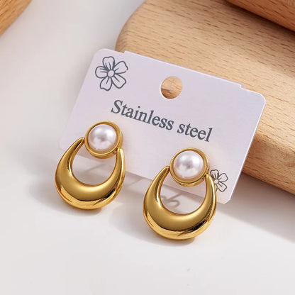 Gold steel earrings - w498