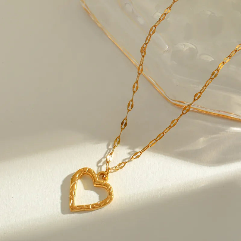 Necklace heart steel gold - ne488
