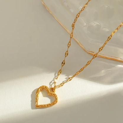 Necklace heart steel gold - ne488