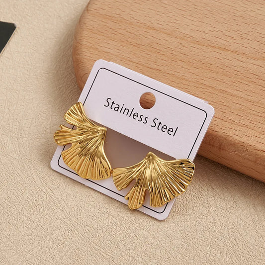 Gold steel earrings - w526