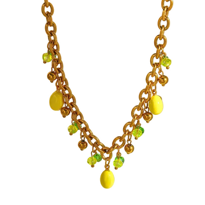 Κολιέ ατσάλινο με κρεμαστά λεμόνια- NE615