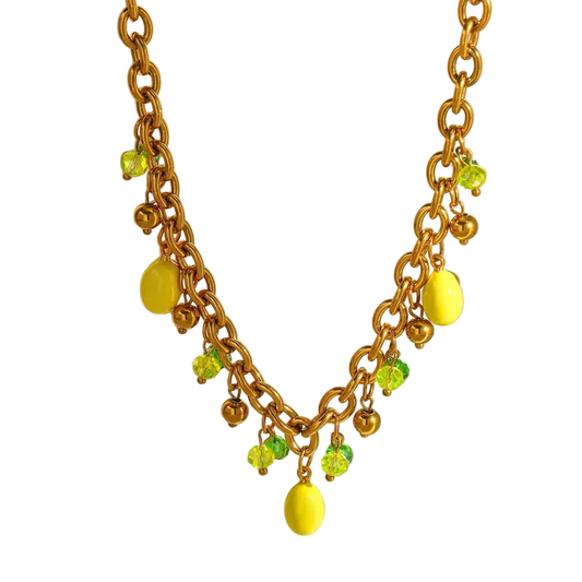 Κολιέ ατσάλινο με κρεμαστά λεμόνια- NE615