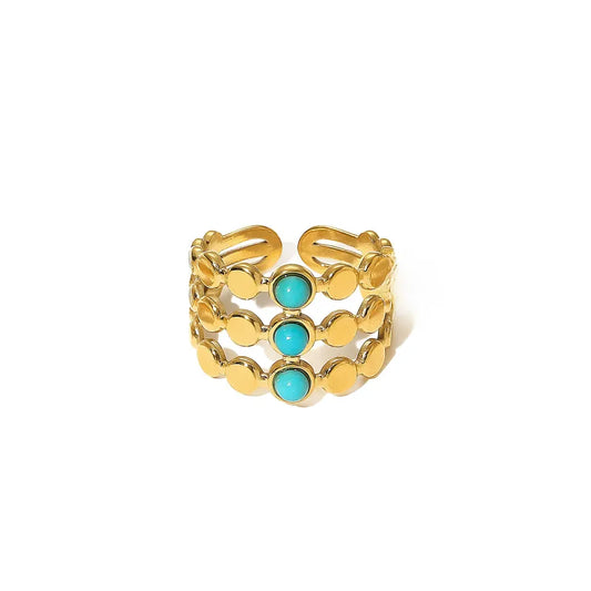 *Δαχτυλίδι ατσάλινο με γαλάζιες πέτρες - r227