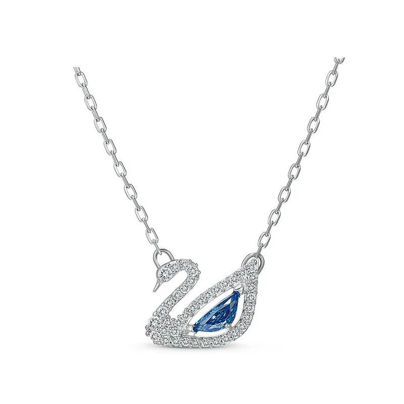 Schwanenhalskette aus Stahl mit blauem Zirkon-NE332