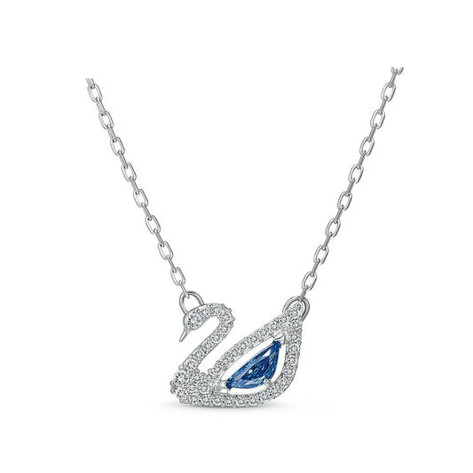 Κολιέ ατσάλι κύκνος με μπλε zircon-NE740