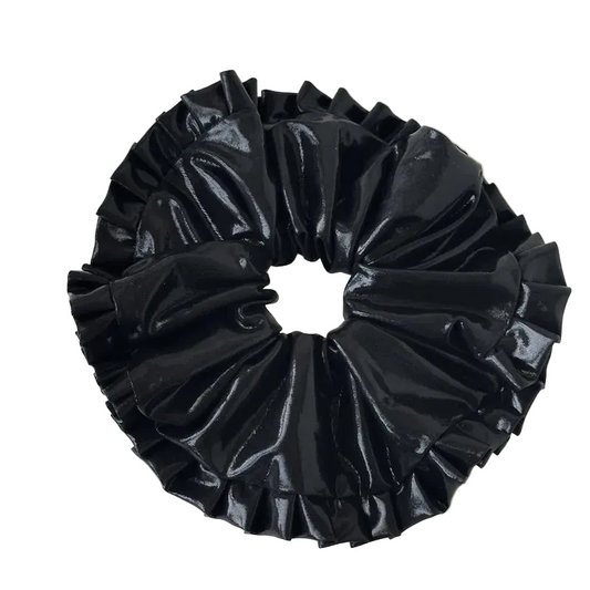 Λαστιχάκι scrunchie μαύρο μεταλλικό - HA055