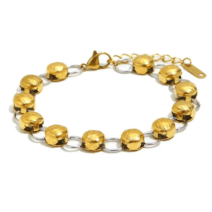 Βραχιόλι επιχρυσωμένο ατσάλι με ασημί κρίκους-BR170