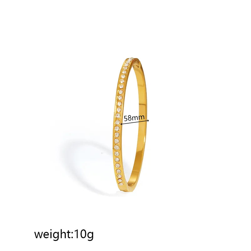 Bratara simpla din otel placat cu aur cu zircon-BR298