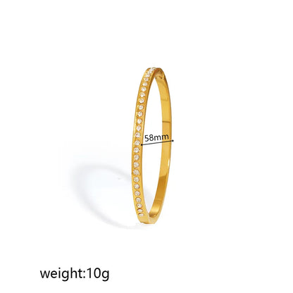 Bratara simpla din otel placat cu aur cu zircon-BR298