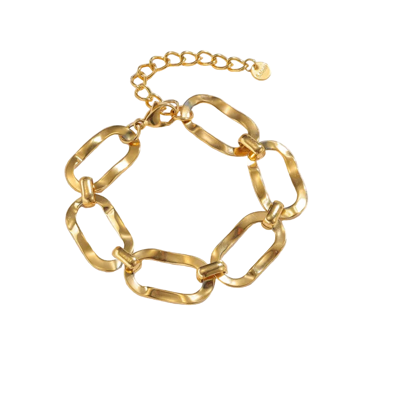 Βραχιόλι επιχρυσωμένο ατσάλι οβαλ κρίκοι-BR161