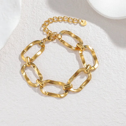 Βραχιόλι επιχρυσωμένο ατσάλι οβαλ κρίκοι-BR161