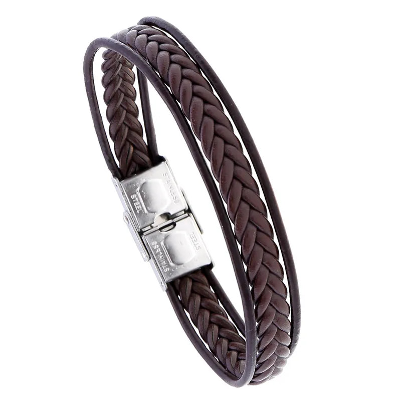 Βραχιόλι με καφέ δέρμα - BR402