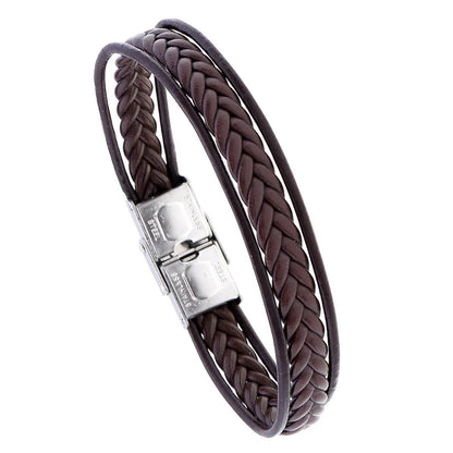 Βραχιόλι με καφέ δέρμα - BR402