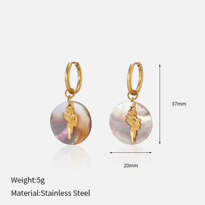 Σκουλαρίκια επιχρυσωμένο ατσάλι με κοχύλια - EA816