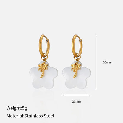 Σκουλαρίκια ατσάλινα με λουλούδι και φοίνικα - ea762