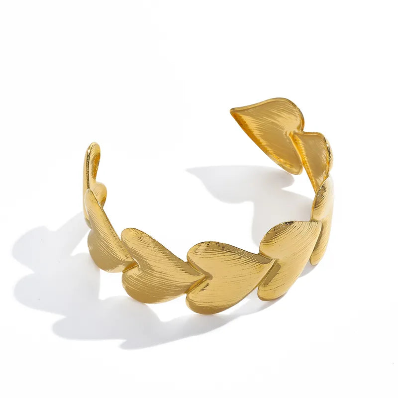 Βραχιόλι χρυσό ατσάλι καρδιές-BR208