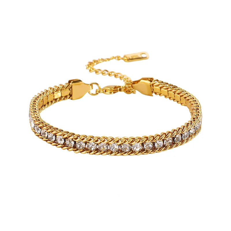 Βραχιόλι ατσάλινο με στρας - BR387