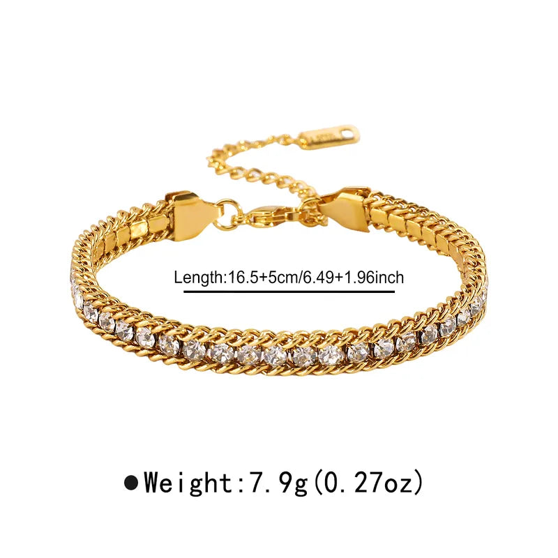 Βραχιόλι ατσάλινο με στρας - BR387