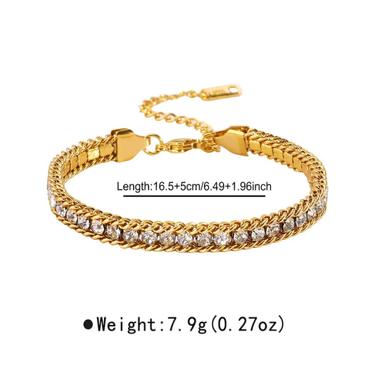 Βραχιόλι ατσάλινο με στρας - BR387