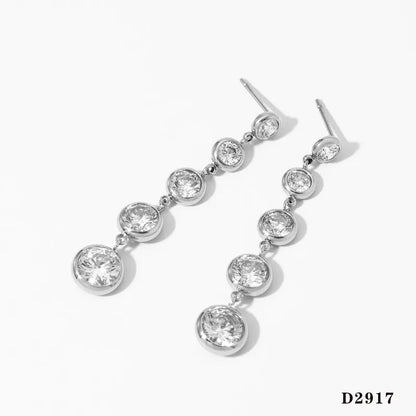 Σκουλαρίκια ατσάλι μακρύ με zircon-EA629