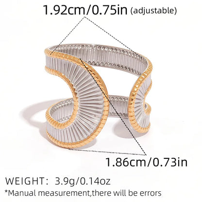 Δαχτυλίδι ατσάλι με επιχρυσωμένο πλαίσιο ριγέ-R188