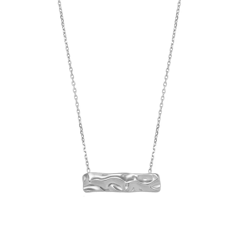 Κολιέ ατσάλι ασημένια μπάρα-NE019