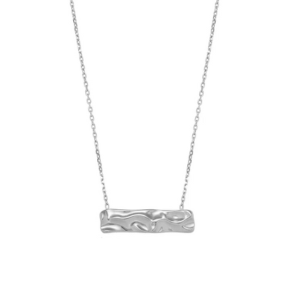 Κολιέ ατσάλι ασημένια μπάρα-NE019