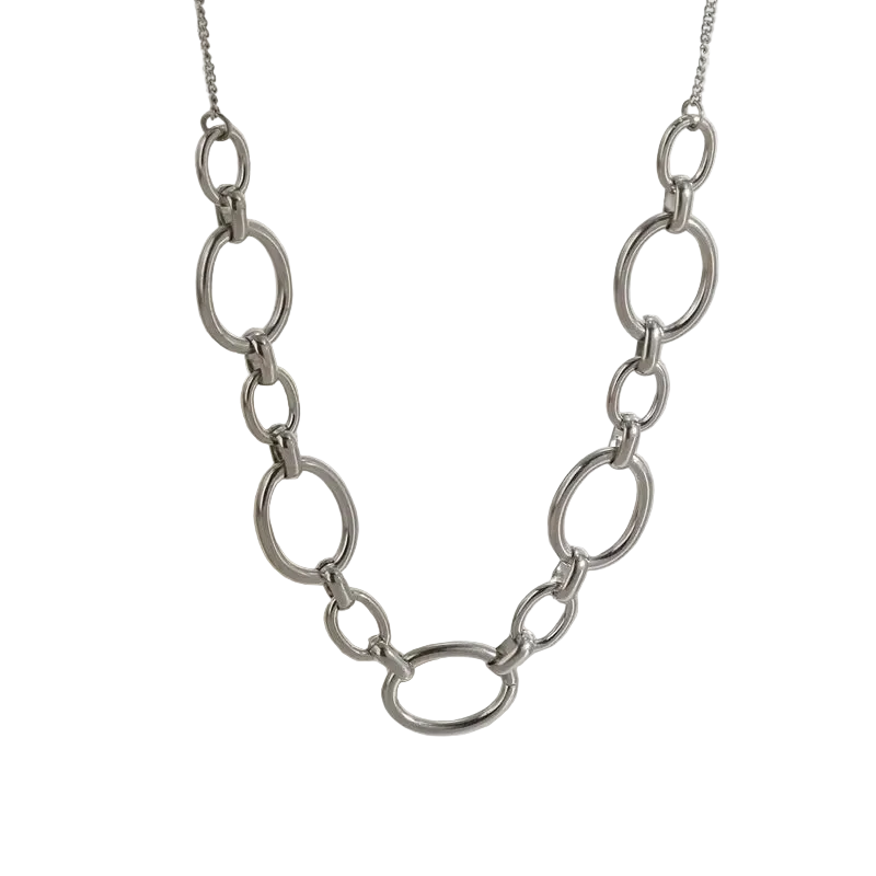 Κολιέ ατσάλι με κρίκους-NE458