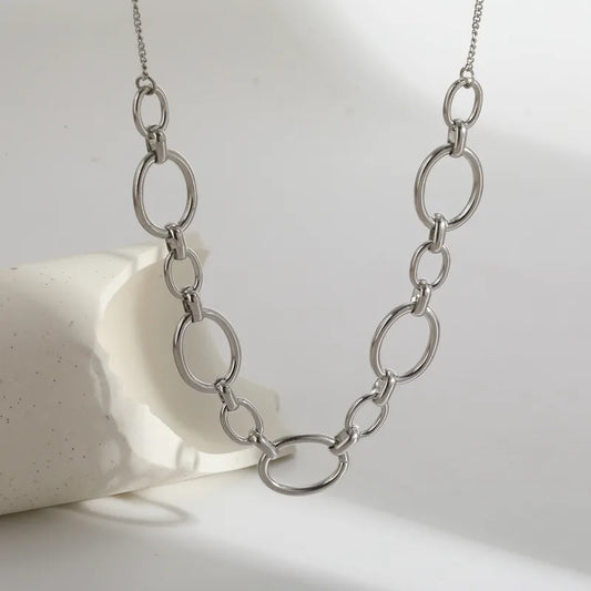 Κολιέ ατσάλι με κρίκους-NE458