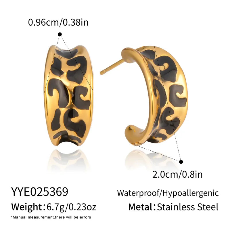 Σκουλαρίκια χρυσό ατσάλι λεοπάρ-EA332