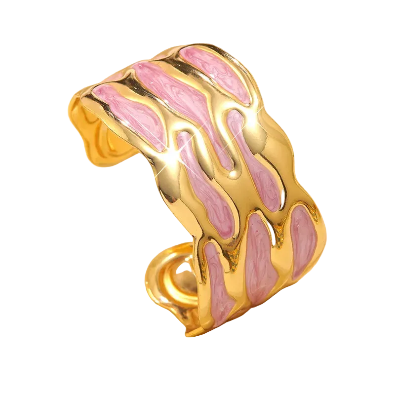 Βραχιόλι χρυσό με ροζ βαθουλώματα - BR336