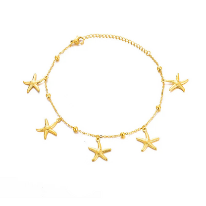 Βραχιόλι ποδιού ατσάλινο με αστερίες  - ΑΝ082