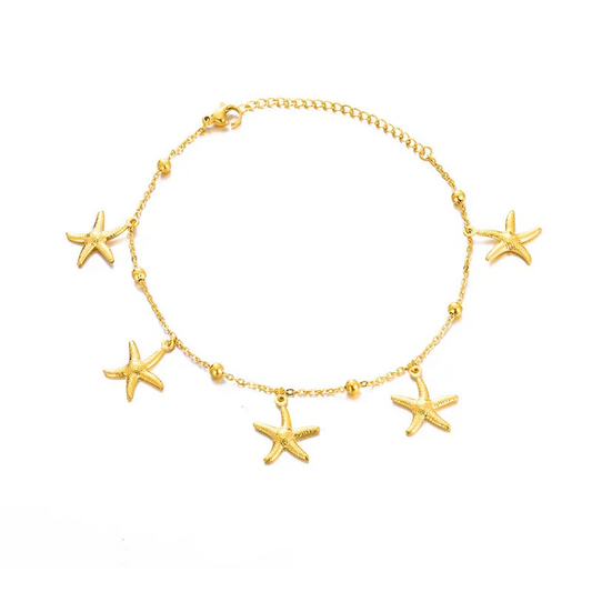 Βραχιόλι ποδιού ατσάλινο με αστερίες  - ΑΝ082