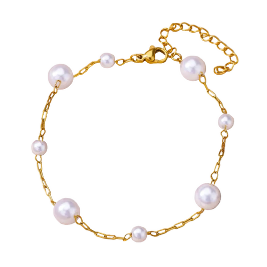 Βραχιόλι ποδιού ατσάλινο με πέρλες - AN024